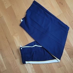 Zara Navy Blue Wide Leg Track Pants with side stripe, Size L